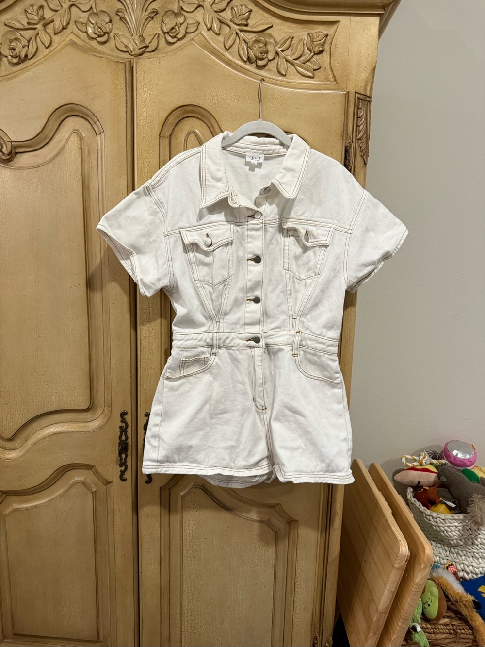 Le Lis White Short-Sleeve Denim Jacket